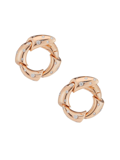 Vhernier Women's Calla Media 18k Rose Gold & Diamond Hoop Earrings