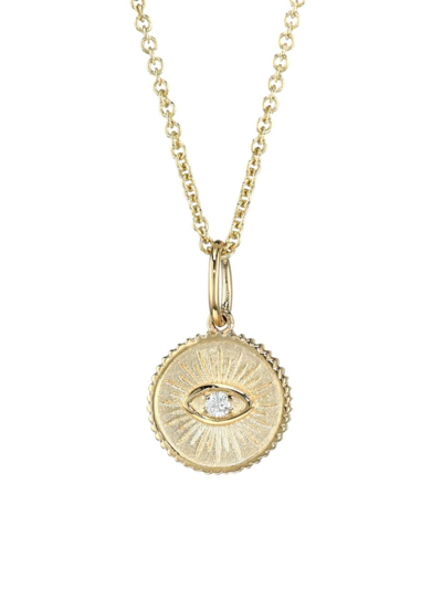 SYDNEY EVAN WOMEN'S 14K YELLOW GOLD & DIAMOND SMALL MARQUIS EYE COIN NECKLACE