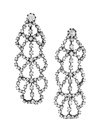 Kenneth Jay Lane Women's Gunmetal-plated & Crystal Lace Clip-on Drop Earrings In Gunmetal Crystal
