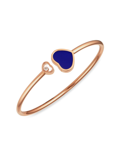 Chopard Happy Hearts 18k Rose Gold, Diamond & Blue Stone Bangle In Lapis