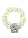 Kenneth Jay Lane Women's Glass Pearl & Crystal Flower Multi-strand Necklace In Cultura Pearl
