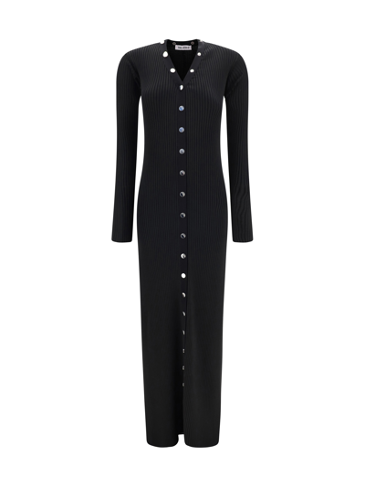 Attico Long Cardigan Dress In Black