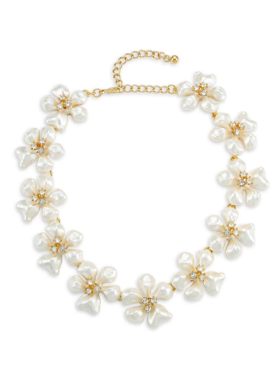 Kenneth Jay Lane Women's Crystal & Faux-pearl Flower Necklace In White Pearl