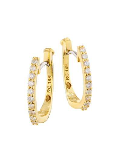 Roberto Coin Women's 18k Yellow Gold & Diamond Pavé Huggie Hoop Earrings