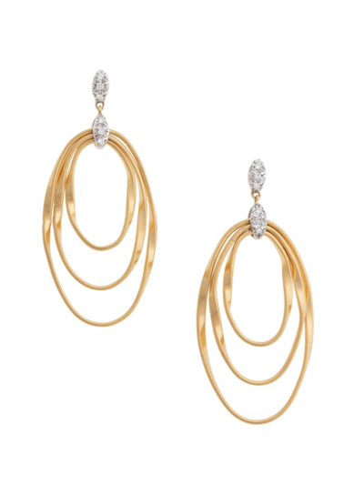 Marco Bicego Women's Marrakech Onde 18k Yellow Gold & Diamond Triple-coil Drop Hoop Earrings