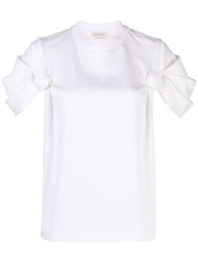 Alexander Mcqueen T-shirt Mit Knotendetail In White