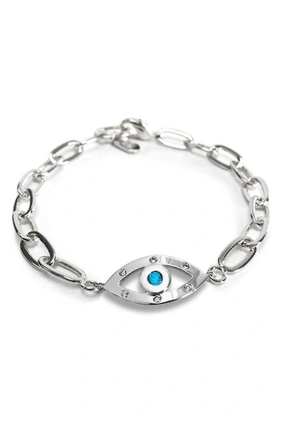 Liza Schwartz Cubic Zirconia Evil Eye Bracelet In Silver