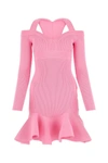 Alexander Mcqueen Short Pink Flared Ribbed Dress In 5003