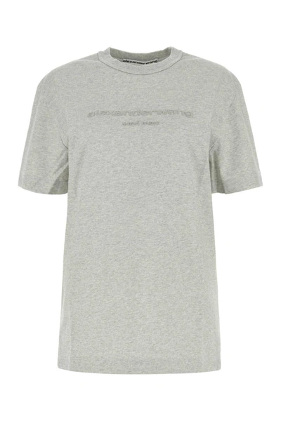 Alexander Wang Raised-logo Glitter Cotton T-shirt In White