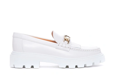 Tod's Leather Loafers In White