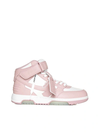Off-white Out Of Office 皮质运动鞋 In White,pink