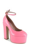 Zigi Nikole Ankle Strap Platform Pump In Pink Patent