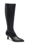Dolce Vita Auggie Pointed Toe Knee High Boot In Black Dritan Leather