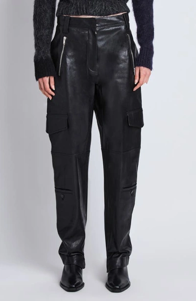 Proenza Schouler Jackson Leather Cargo Trousers In Black