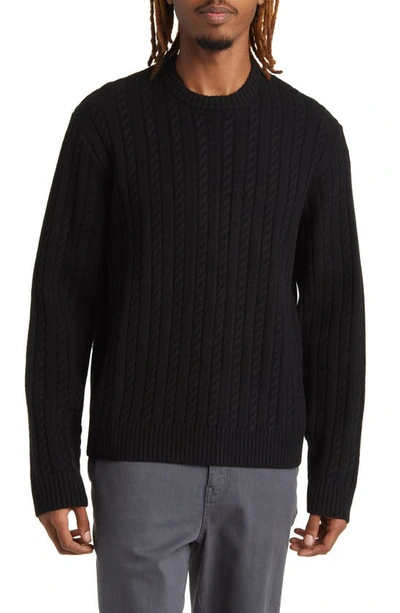 Saturdays Surf Nyc Nico Cable Knit Sweater In Black