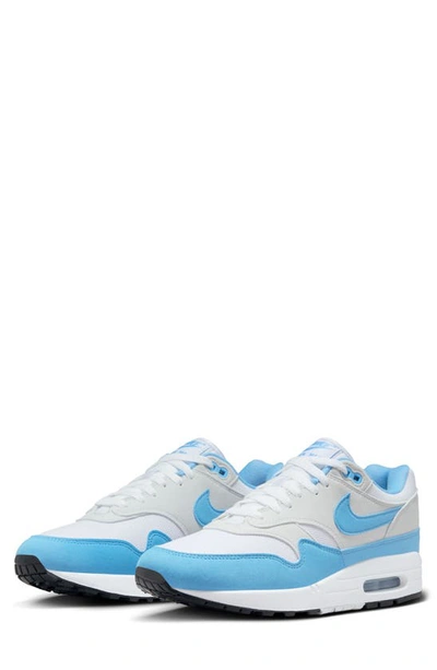Nike Air Max 1 Trainer In White/ Blue/ Photon Dust
