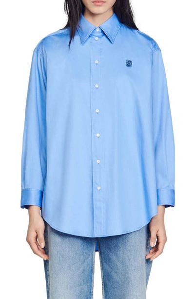 Sandro Oversized Shirt In Bleu