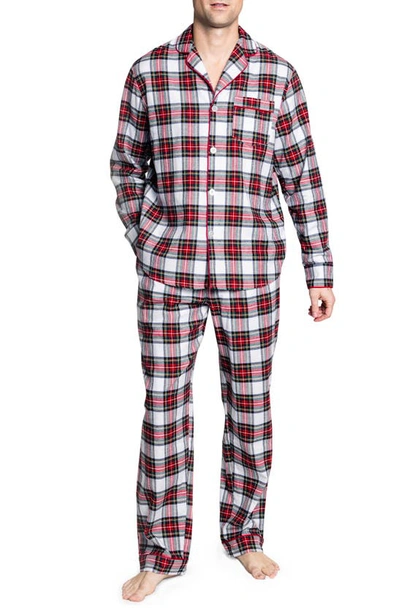 Petite Plume Balmoral Tartan Brushed Cotton Twill Pyjamas In White