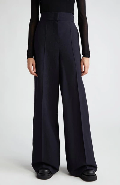 Max Mara Cervo High-rise Wide-leg Crepe Trousers In Blue