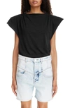 Isabel Marant Sebani Gathered Short Sleeve Top In Black