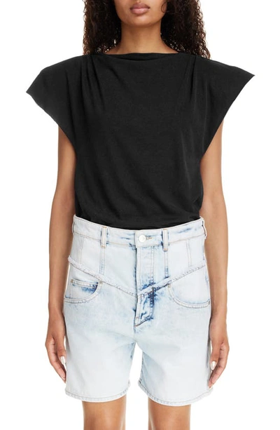 ISABEL MARANT SEBANI GATHERED SHOULDER COTTON T-SHIRT