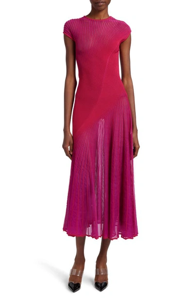 Alaïa Twisted Sheer Midi Dress In Pink