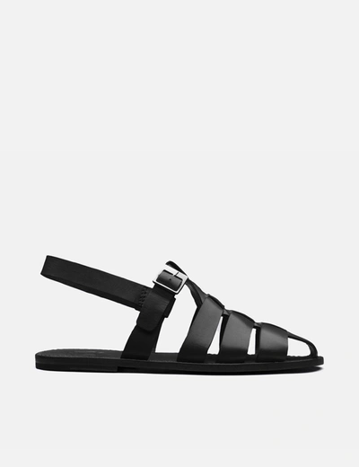 Grenson Slingback Leather Sandals In Black