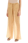 Oseree Pajama Pants With Rhinestones In Beige