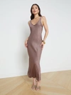 L Agence Akiya Satin Tank Maxi Dress In Deep Taupe