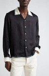 BODE BODE SELLIER EMBROIDERED SATIN BUTTON-UP SHIRT