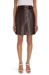 CHLOÉ MARCIE BUCKLE BELTED LEATHER A-LINE MINISKIRT