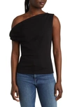Rag & Bone Twisted Pleated Shoulder Strap Vest In Black