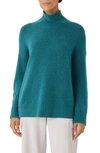 Eileen Fisher Missy Cashmere Silk Boucle Bliss Sweater In Peacock