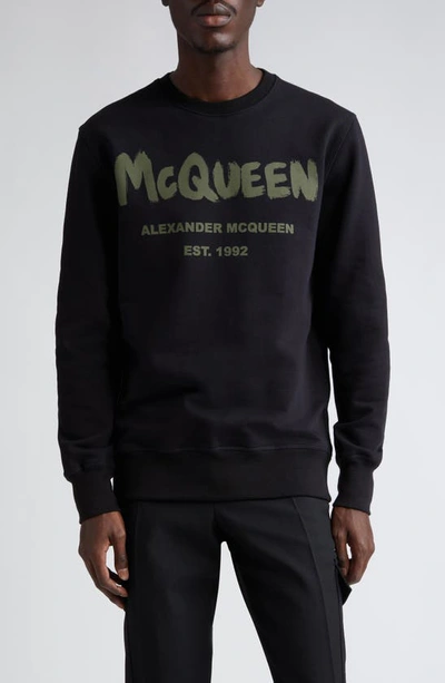 ALEXANDER MCQUEEN GRAFFITI LOGO COTTON GRAPHIC SWEATSHIRT