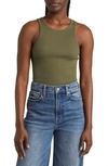 Rag & Bone The Essential Ribbed Tank Top In Olive Nigh