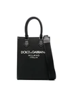 Dolce & Gabbana Leather Bag With Logo On The Front In Black