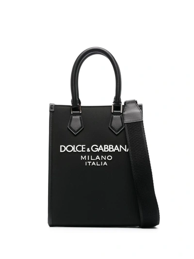 Dolce & Gabbana Small Rubberized Logo  Bags In Black
