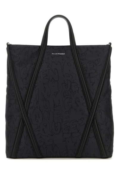 ALEXANDER MCQUEEN ALEXANDER MCQUEEN MEN BLACK NYLON THE HARNESS SHOPPING BAG