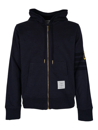 Thom Browne Zip Sweatshirt Clothing In Blue