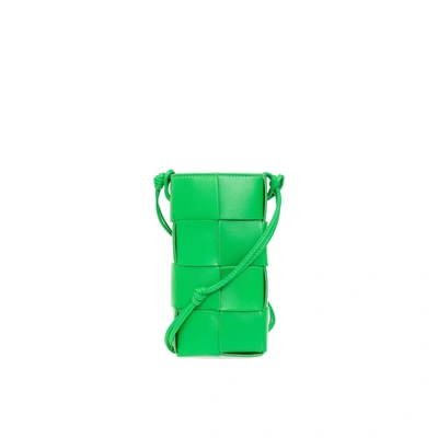 Bottega Veneta Woman Grass Green Leather Phone Case