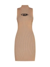 Diesel Short Dress With Cut-out And Logo Plaque In Beige