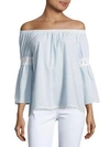 JOE'S JEANS Off-the-Shoulder Embroidered Peasant Blouse,0400094938524