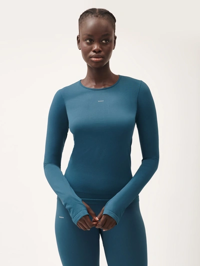 Pangaia Women's Plant-stretch Long Sleeve Top — Storm Blue Xs