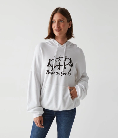 Michael Stars Peace On Earth Hoodie In White