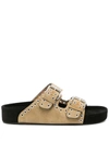 Isabel Marant Beige Lennyo Buckle Sandals In Dove Grey