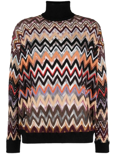 Missoni Turtle Neck Jumper In Multicolour