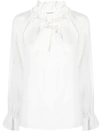 P.a.r.o.s.h Ruffled Neck-tie Blouse In White
