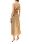 Oseree Toffee Lumiere One-shoulder Midi Dress In Gold