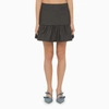 Ganni Stretch Striped Flounce Mini Skirt In Grey