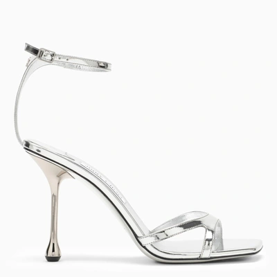 Jimmy Choo Ixia 95mm Metallized Sandals In Silver